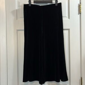 Vintage Pantology Black Velvet Velour Wide Leg Cropped Elastic Pants - Size L